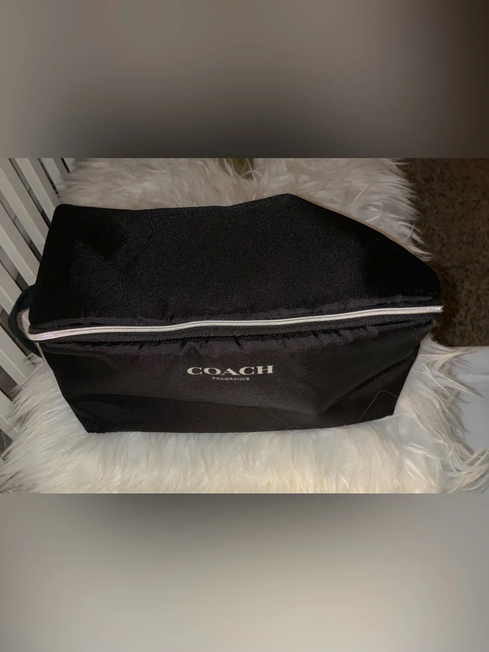 Like New Coach Black Fragrance Toiletry Bag with Silver Zip Unisex